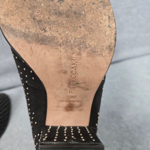 Rebecca Minkoff Blake Suede Studded Heeled Booties Size 10 - Picture 10 of 11